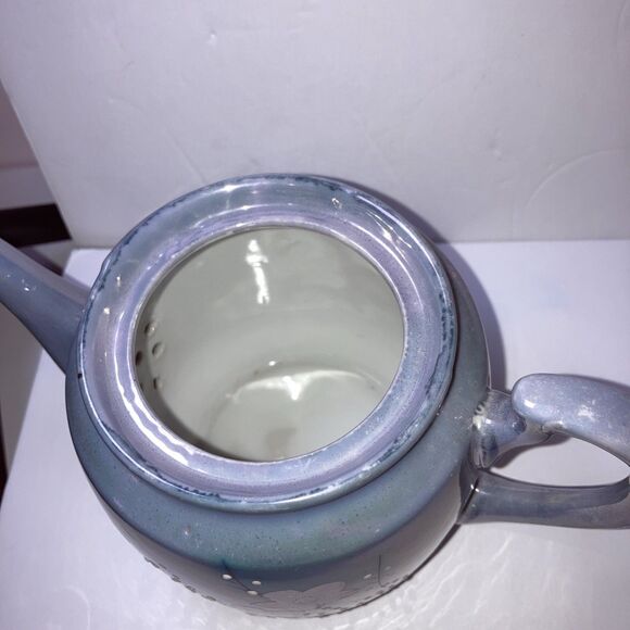 1950s VINTAGE Teapot Blue Cherry Blossom Lustreware Japan - Picture 3 of 5